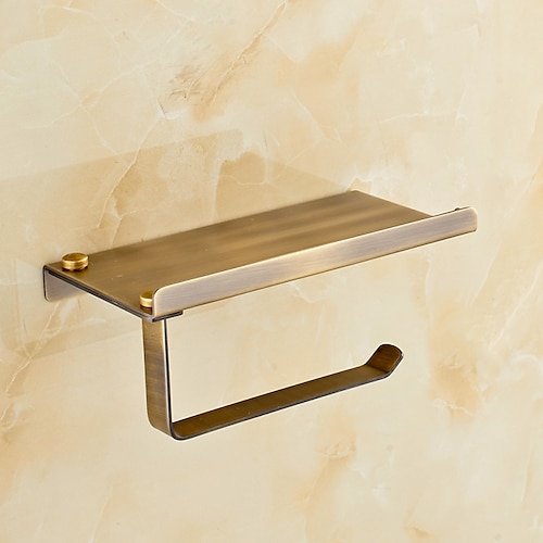 

Toilet Paper Holder Matte Brass for Bathroom with Mobile Phone Storage Shelf 1pc