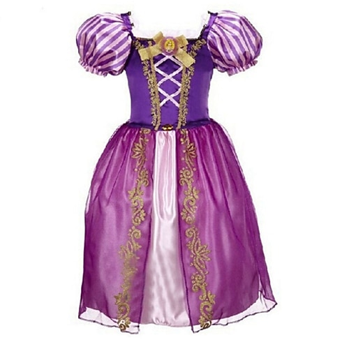 Kids Toddler Little Girls' Dress Patchwork Purple Short Sleeve Bow Dresswear Dresses All Seasons