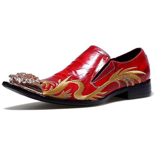Men's Leather Spring / Fall Comfort / Chinoiserie Loafers & Slip-Ons Red / Wedding / Party & Evening