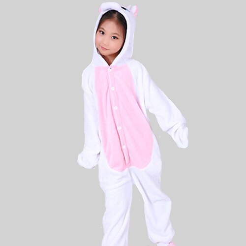 Børne Kigurumi-pyjamas Unicorn Dyremønster Onesie-pyjamas Flanel Fleece Lys pink Cosplay Til Drenge og piger Nattøj Med Dyr Tegneserie Festival / Højtider Kostumer