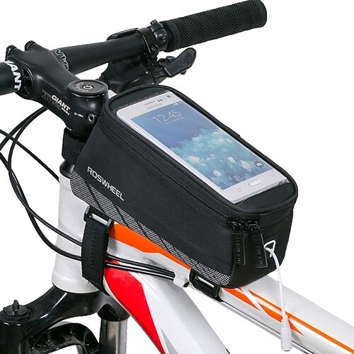 ROSWHEEL Κινητό τηλέφωνο τσάντα Τσάντα για σκελετό ποδηλάτου 4.8 inch Οθόνη Αφής Αδιάβροχη Ποδηλασία για iPhone 8/7/6S/6 Μαύρο Ποδηλασία / Ποδήλατο / Αδιάβροχο Φερμουάρ