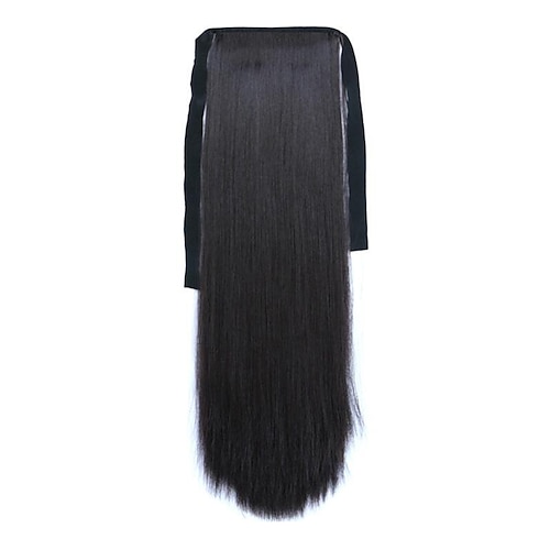 

black length 60cm synthetic bind type long straight hair wig horsetail color 99j