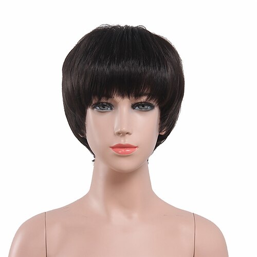 Synthetic Wig Straight Straight Wig Short Black Synthetic Hair Women's
