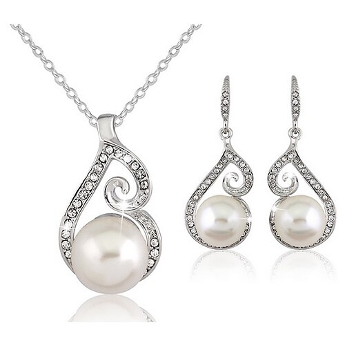 Women's Crystal Jewelry Set Drop Earrings Necklace / Earrings Ball Ladies Basic Elegant Bridal Pearl Imitation Diamond Earrings Jewelry White For Wedding Party Daily Casual Masquerade Engagement Party