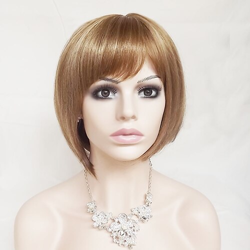 

Parrucche sintetiche Liscio Dritto Taglio asimmetrico Con frangia Parrucca Biondo Corto Strawberry Blonde candeggiante / biondo Capelli sintetici Per donna Attaccatura dei capelli naturale Biondo