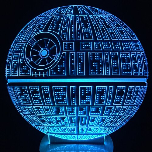 LED Table Night Light 3D Optical Illusion USB Cable Desk Lamp Valentine's Day Halloween Decorations Death Star