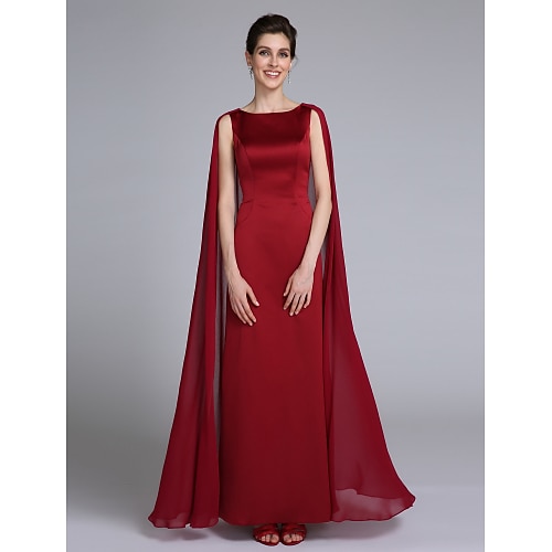 

Sheath / Column Mother of the Bride Dress Elegant Jewel Neck Ankle Length Chiffon Sleeveless with Pleats 2022