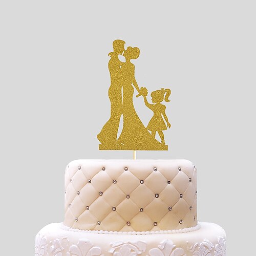 Cake Topper Beach Theme Classic Theme Classic Couple Card Paper Wedding with Bowknot 1 OPP