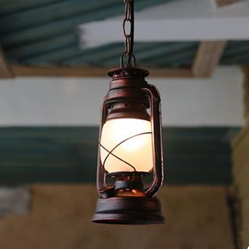 

1-Light 14CM LED Pendant Light Metal Glass Lantern Others Vintage / Country 110-120V / 220-240V