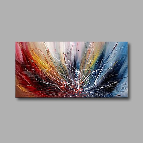 

Oil Painting 100% Handmade Hand Painted Wall Art On Canvas Colorful Line Contemporary Abstract Modern Home Decoration Decor Rolled Canvas With Stretched Frame 100cm 50cm