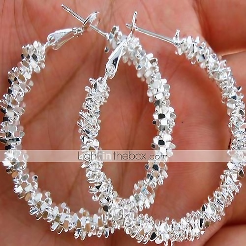 

Hoop Earrings For Women's Wedding Casual Daily Alloy Machete Silver White