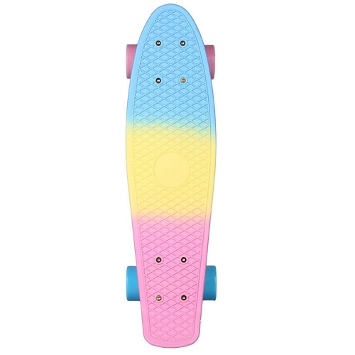 22 Inch Cruisers Skateboard PP (Polypropylene) Abec-7 Rainbow Professional Blue+Pink