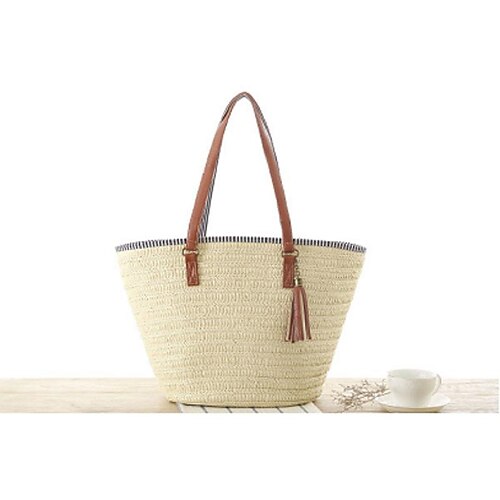 

Women's Straw Bag Handbags Tote Straw Bag Straw Bohemian Style Daily Light Brown Army Green Beige