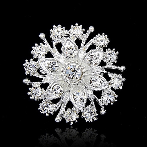 

Women's Brooches Round Cut Fashion Rhinestone Brooch Jewelry Silver For Party Special Occasion Birthday Gift Daily