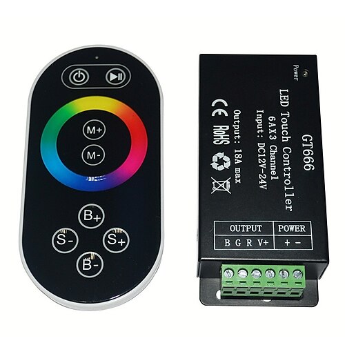 

rf rgb controlador remoto táctil DC12-24V 18a máx