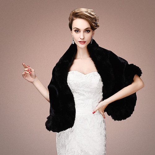 

Faux Fur Wraps Shawls Women's Wrap Shawls Elegant Sleeveless Faux Fur Wedding Wraps With Pure Color For Wedding Fall Winter