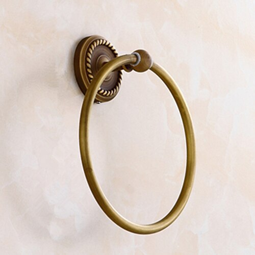 

Towel Ring Brass Material Antique Design Wall Mounted Towel Rack Carved Bathroom Accessories 1pc