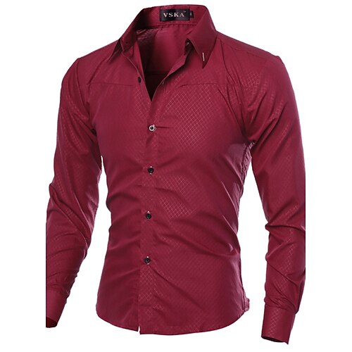 

Per uomo Camicie Camicia con bottoni Camicia con colletto Vinaccia Nero Bianco Manica lunga Liscio Colletto classico Primavera Autunno Matrimonio Ufficio Abbigliamento