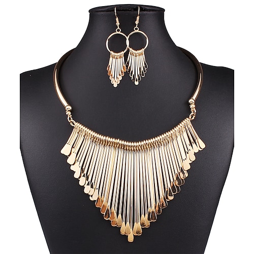 

Jewelry Set Drop Earrings For Women's Party Wedding Casual Alloy Gold Silver / Statement Necklace / Bib necklace / Daily
