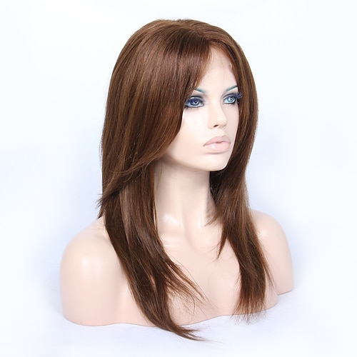 

Human Hair Glueless Lace Front Lace Front Wig Brazilian Hair Straight Yaki Wig 130% 150% Density 14-18 inch with Baby Hair Natural Hairline African American Wig 100% Hand Tied For Women's Long Medium