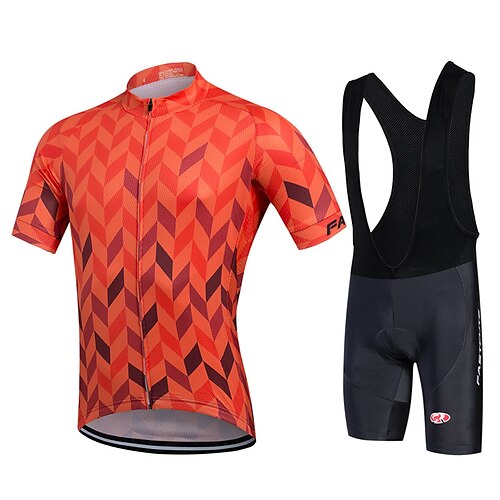 

Men's Women's Short Sleeve Cycling Jersey with Bib Shorts Plus Size Bike Bib Shorts Jersey Bib Tights Breathable 3D Pad Quick Dry Sweat-wicking Sports Polyester Lycra Herringbone Mountain Bike MTB