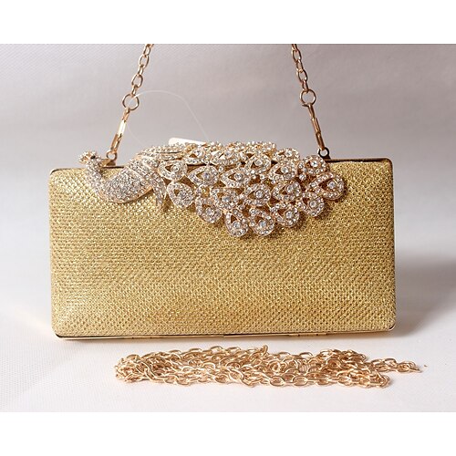 Women's Crystal / Rhinestone Poly urethane / Metal Evening Bag Rhinestone Crystal Evening Bags Solid Colored Golden / Black / Red