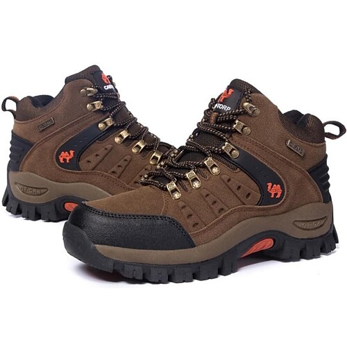 

Men's Hiking Shoes Sneakers Hiking Boots Boots Waterproof Shock Absorption Cushioning Impact High-Top Fishing Hiking Climbing Cowsuede Leather Fall Winter Spring Gray Army Green Brown / Lightweight