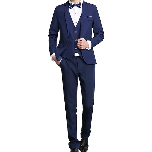 

Men's Suits Party Daily Work Solid Colored Slim Acrylic / Cotton Men's Suit Wine / Navy Blue / Black - Notch lapel collar / Fall / Winter / Summer / Long Sleeve / Plus Size