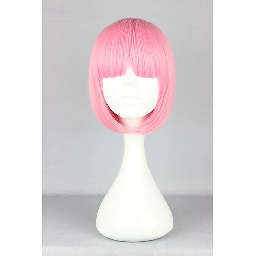 

Synthetic Wig Straight Kardashian Straight Bob With Bangs Wig Pink Synthetic Hair Women's Pink hairjoy