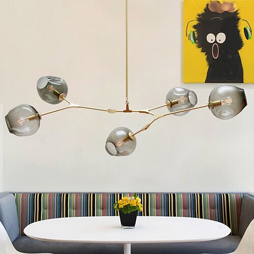 

5-Light 150cm(59 inch) Pendant Light Metal Glass Sputnik Gold 110-120V 220-240V