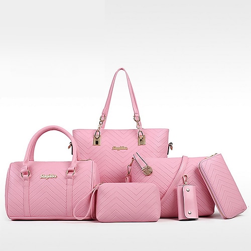 

Women's Bag Sets Bag Set PU Leather Zipper Daily Black Blue Pink Red