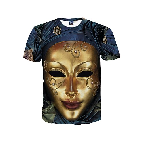 

Men's T shirt Round Neck Daily Sports Print Short Sleeve Tops Active Boho Blue / Spring / Summer / Beach