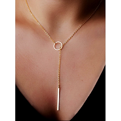 1pc Y Necklace For Women's Party Casual Daily Gold Plated Yellow Gold Alloy Lariat Bar Bar & Circle Gold