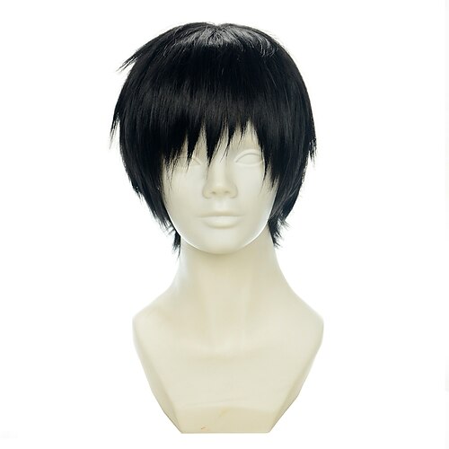 

Synthetic Wig Cosplay Wig Straight Straight Pixie Cut With Bangs Wig Short Natural Black Synthetic Hair Women's Black