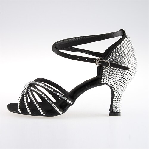 Women's Latin Shoes / Ballroom Shoes Satin Buckle Sandal Stiletto Heel Dance Shoes Bronze / Black / EU40
