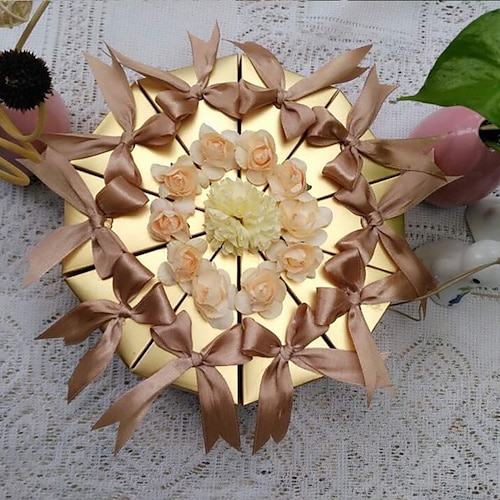Pyramide Perlenpapier Geschenke Halter mit Bänder Blume Geschenkboxen