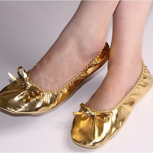 

Women's Ballet Shoes Belly Dance Foldable Flats Practice Trainning Dance Shoes Party Daily Stage Simple Style Flat Heel Gold