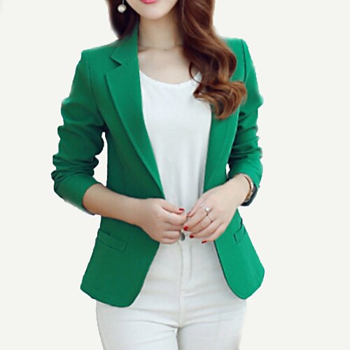 Women's Work Simple Casual Blazer-Solid Colored / Spring / Fall
