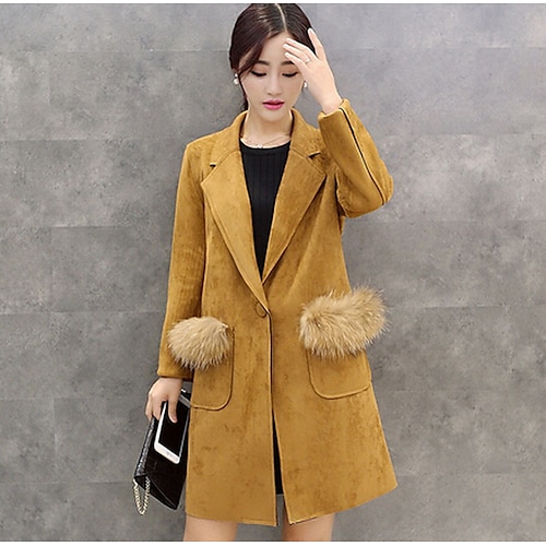 

Coat Fall Winter Coat Jacket Long Sleeve Camel Rosy Pink Red