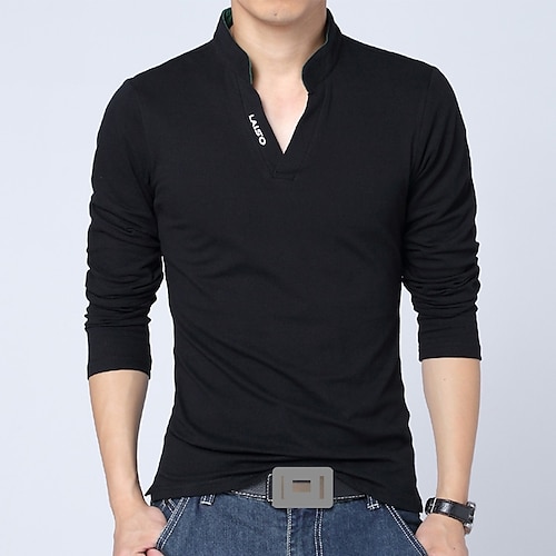 

Men's Golf Shirt Tennis Shirt Solid Colored Plus Size Collar Stand Collar Daily Sports Long Sleeve Tops Cotton Sports & Outdoors Active Green White Casual Black Summer Shirts