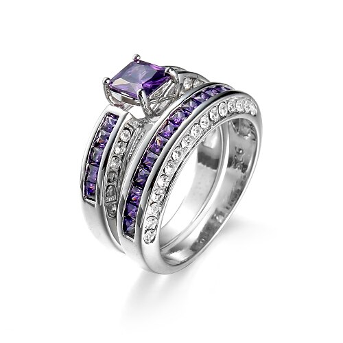 Women's Ring AAA Cubic Zirconia Purple Zircon Fashion Wedding Daily Jewelry