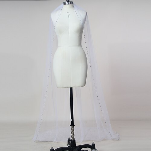 

One-tier Wedding Veil Chapel Veils with Rhinestone Tulle / Classic