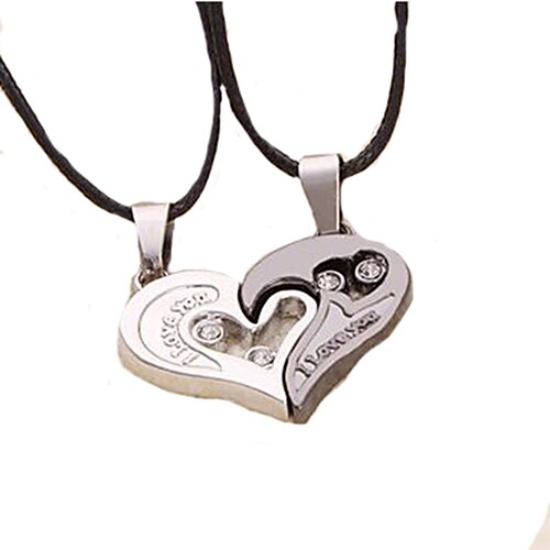 Pendant Necklace Heart Love Leather Titanium Steel Silver / Black Necklace Jewelry 2pcs For Christmas Gifts Party Wedding Daily Masquerade Engagement Party