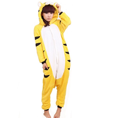 Kigurumi Pyjamas Tiger Trikå/Onesie Festival/högtid Pyjamas med djur halloween Lappverk Korallfleece Kigurumi För Unisex Halloween