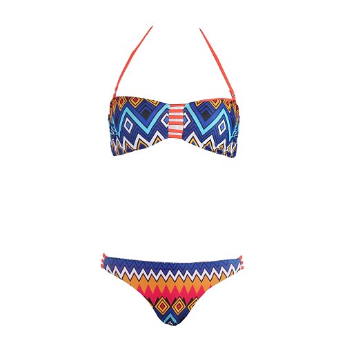 Pentru femei Boho Bustieră Fașă Elastică Γεωμετρικά Sport Boho Curcubeu Bikini Costume de Baie - Geometric S M L Curcubeu / Fără Întăritură