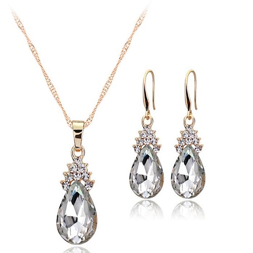 

Jewelry Set For Women's Crystal Party Wedding Daily Alloy Solitaire Drop White Red Blue