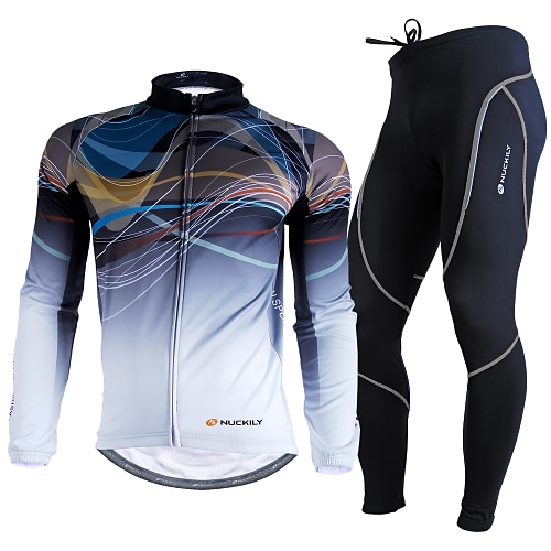 

Nuckily Men's Cycling Jersey with Tights Long Sleeve Mountain Bike MTB Road Bike Cycling Winter Gradient Bike Clothing Suit Thermal Warm Fleece Lining 3D Pad Breathable Ultraviolet Resistant