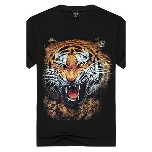 

Men's T shirt Animal Round Neck Daily Sports Short Sleeve Tops Active Punk Gothic Black