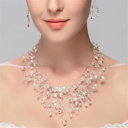 

Beaded Necklace Synthetic Diamond Pearl Imitation Pearl As Per Picture Women's Luxury Tassel Flower Handmade Necklace For Party Wedding Birthday / Y Necklace / Imitation Diamond / Daily / Engagement