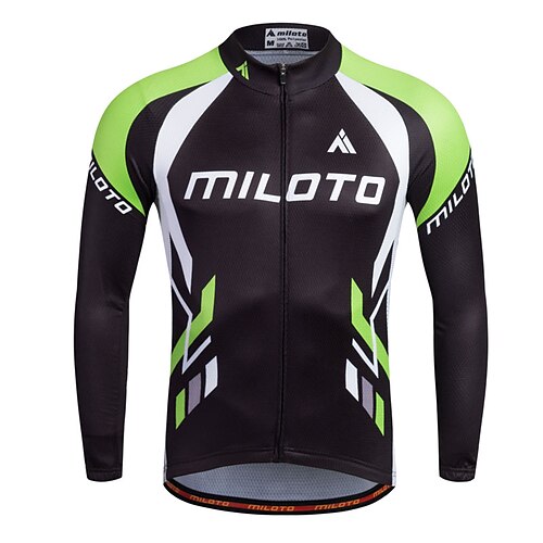 Miloto Herren Langarm Fahrradtrikot Winter Sommer Polyester Streifen Lustig Fahhrad Hemd Sweatshirt Trikot / Radtrikot Bergradfahren Straßenradfahren Rasche Trocknung Atmungsaktiv Reflexstreiffen